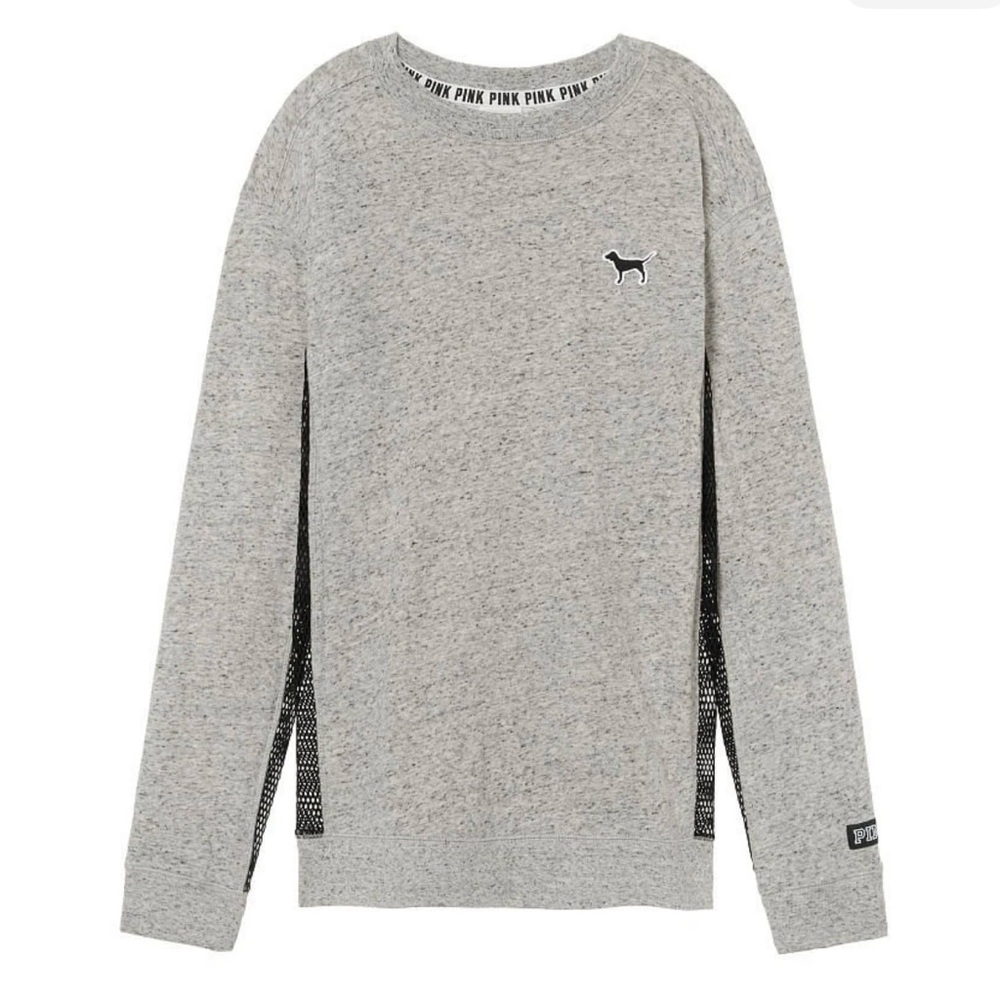 PINK Victoria's Secret Womens Heather Gray Campus Crewneck Sweater